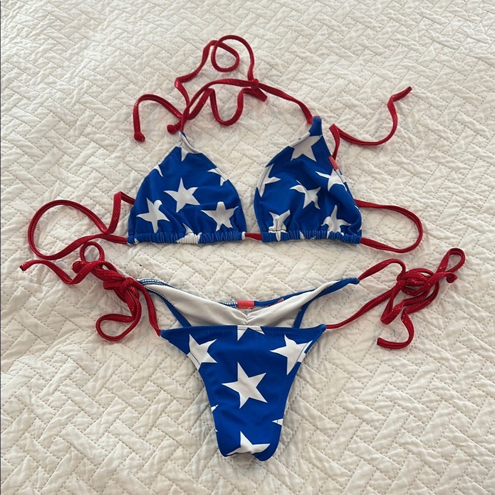 Doll Blue and Red Star Bikini . Medium top and small bottom.